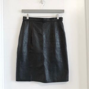 Vintage black leather pencil skirt